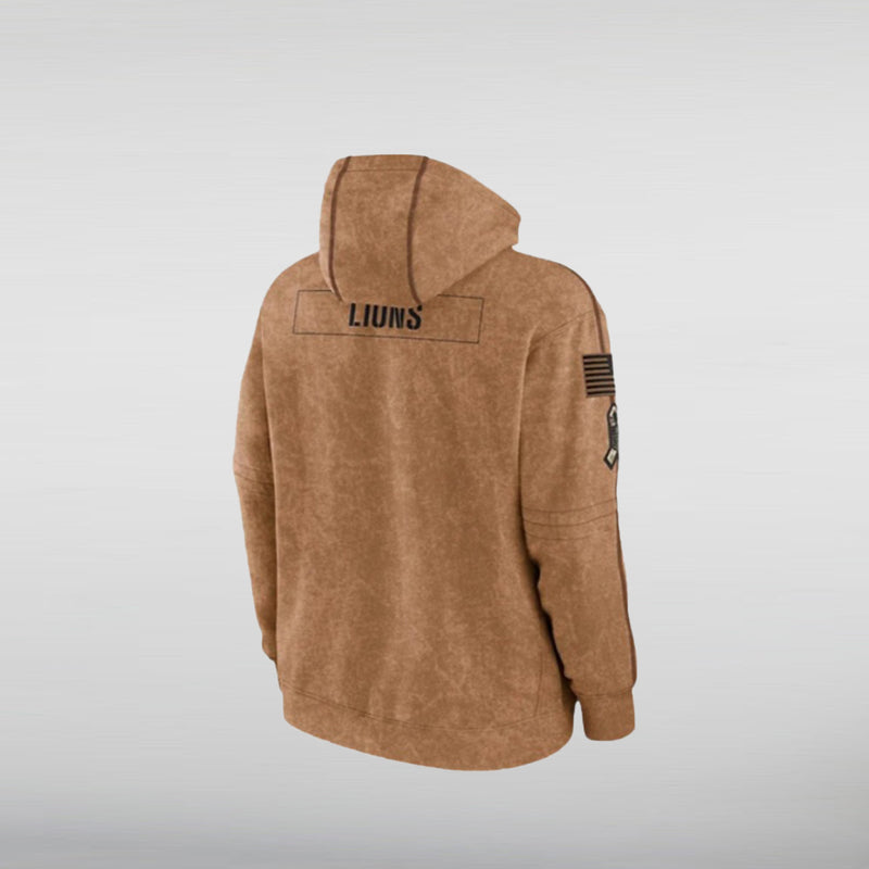 Brown Detroit Lions Salute To Service Hoodie Back