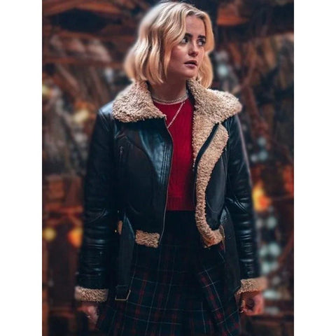 Millie Gibson Black Shearling Jacket