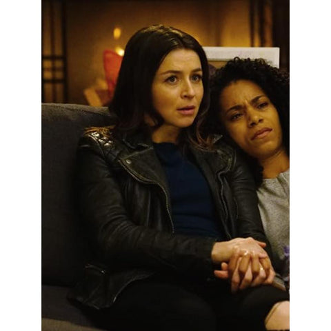 Caterina Scorsone Black Leather Jacket