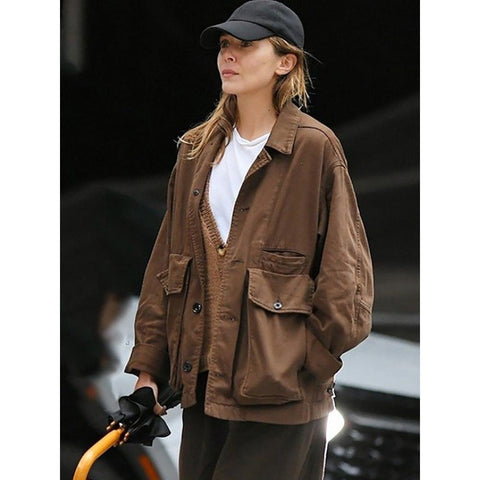 Elizabeth Olsen Brown Jacket