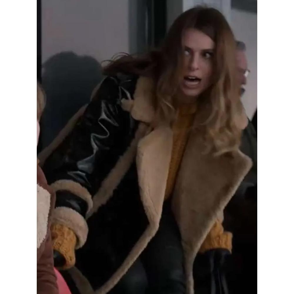 Flo Collins Model Flo Sassy Collins Ted Lasso Black Shearling Leather Jacket — Cosplay Street