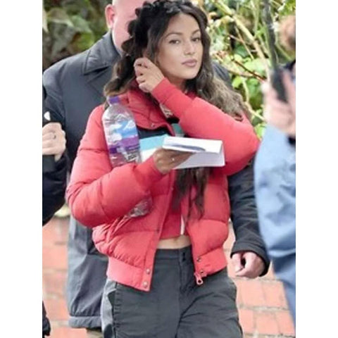 Michelle Keegan Red Puffer Jacket