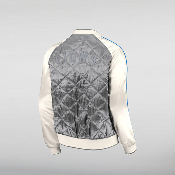 Detroit Lions Gray Quilted Erin Andrews Jacket back