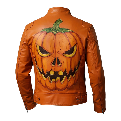Evil Jack-o’-lantern Orange Leather Jacket