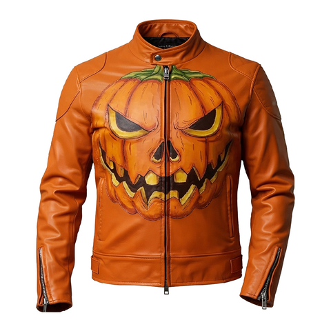 Evil Jack-o’-lantern Orange Leather Jacket