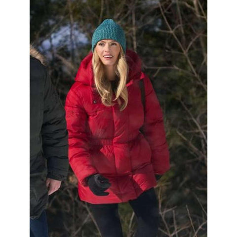 Falling Like Snowflakes Red Puffer Hooded Jacket