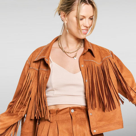 Brown Suede Fringe Jacket