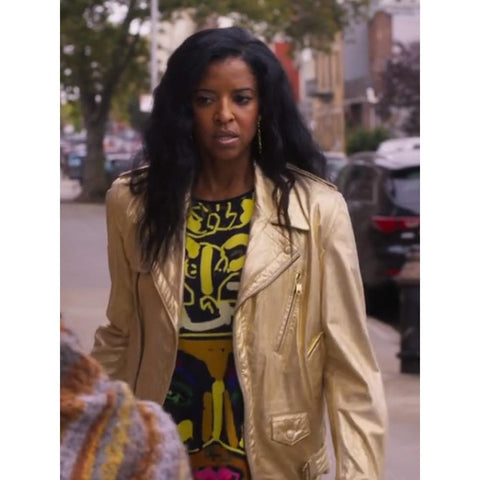 Ren‚e Elise Goldsberry Girls5Eva Golden Leather Jacket