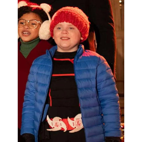 Wyatt Hunt Best Christmas Ever Blue Puffer Jacket