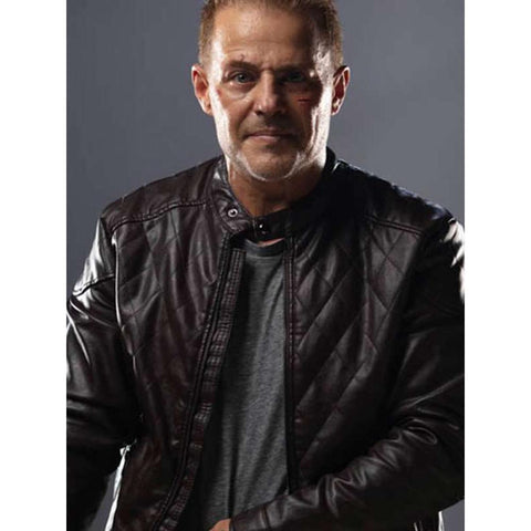 Louis Mandylor Hellhound Brown Quilted Leather Jacket