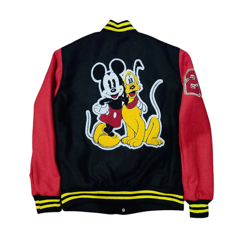 Mickey Mouse and Pluto Varsity Jacket For Adults