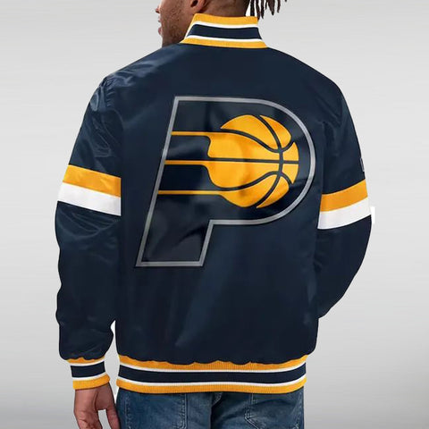 Home Game Indiana Pacers Navy Satin Jacket back