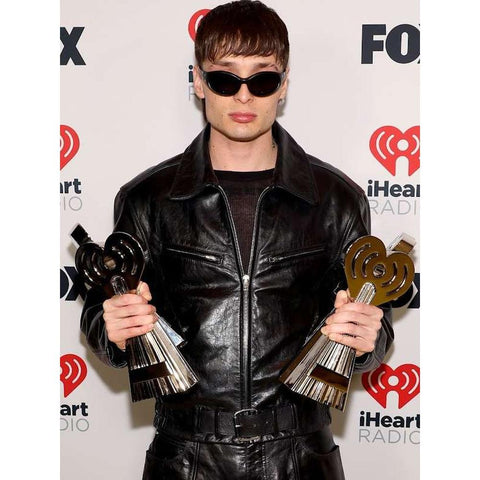 Peso Pluma Iheartradio Music Awards 2024 Black Leather Jacket