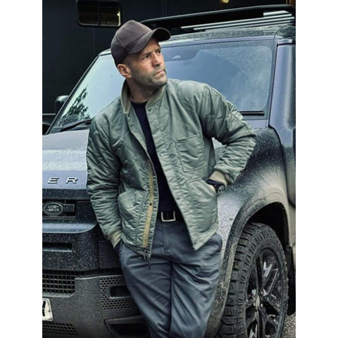 Jason Statham Green Quilted Bomber Jacket