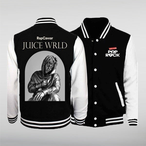  Juice Wrld Black and White Pop Rock Letterman Jacket