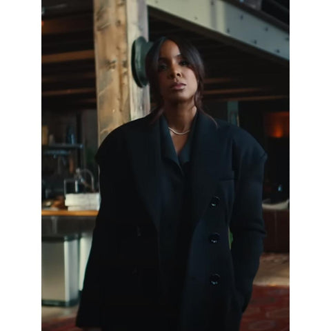 Kelly Rowland Black Long Coat