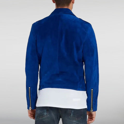 Lee Hayes Blue Biker Jacket Back