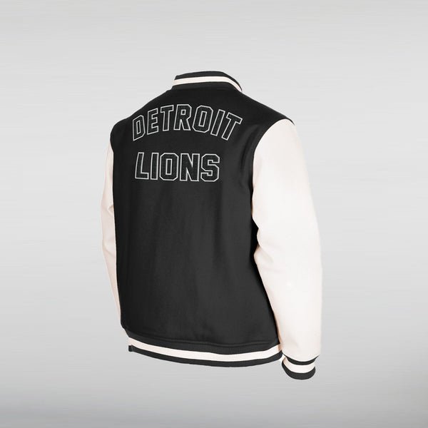 Black Wool Detroit Lions Varsity Jacket