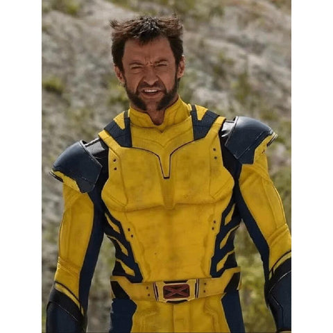 Hugh Jackman Yellow Suit Deadpool 3 Yellow Faux Leather Jacket