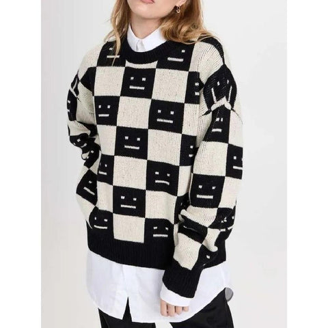 Natasha Behnam Smiley Check Sweater