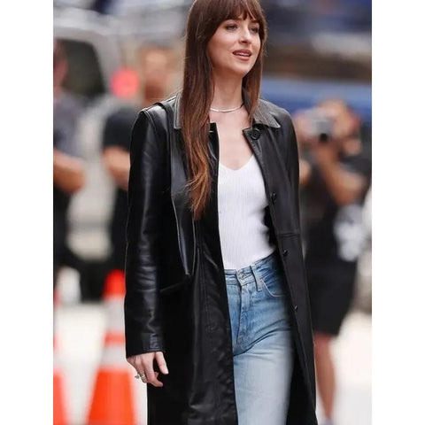 Dakota Johnson Black Leather Blazer