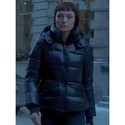 Max Meladze Actress Laura Haddock Black Puffer Jacket