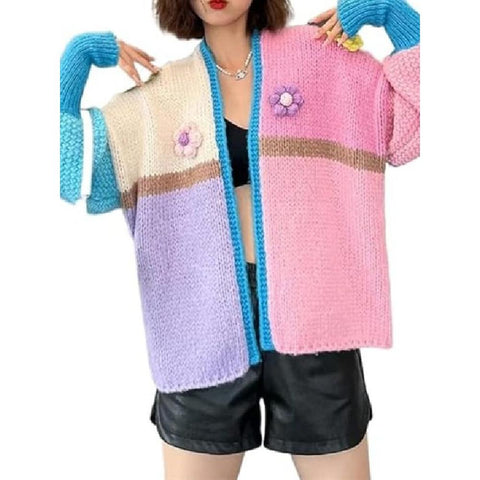 Avantika Crochet Flowers Knitted Cardigan