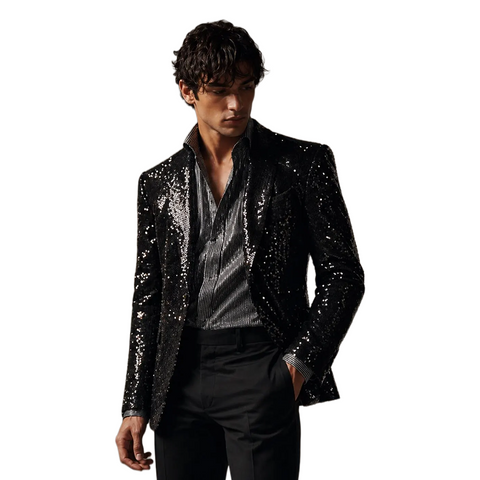 Michael Jaafar Jackson Black Sequin Blazer