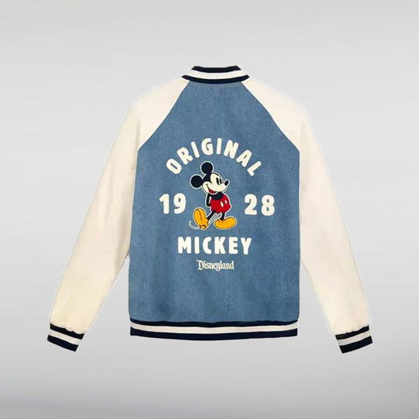 Mickey Mouse Denim Varsity Jacket Back