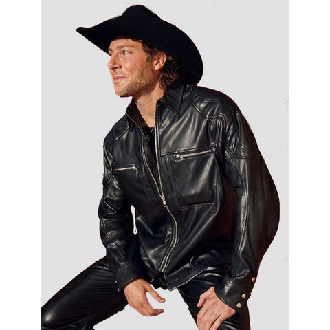 Luke Gilford National Anthem Black Leather Jacket