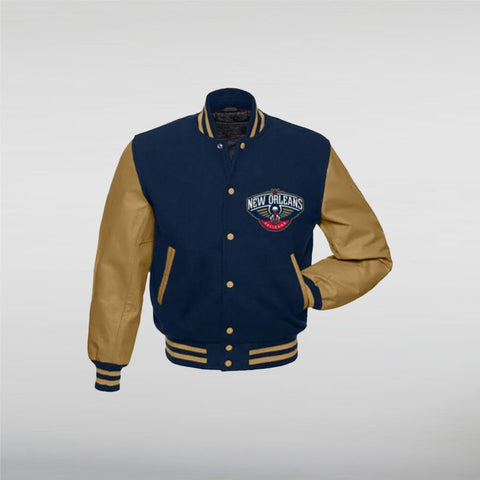 New Orleans Pelicans Blue and Brown Jacket