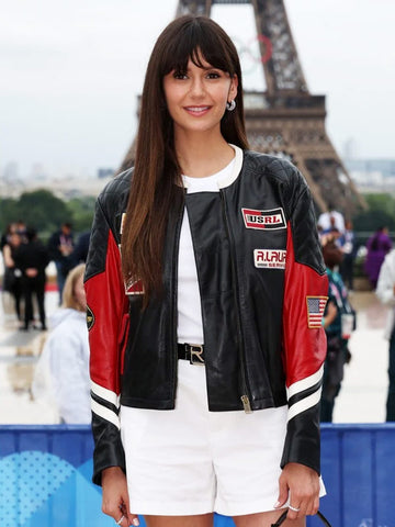 Nina Dobrev Olympics Leather Jacket