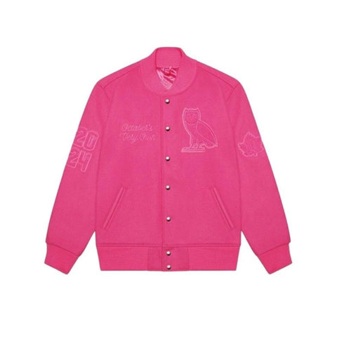 October'S Very Own Pink Hooded Varsity Jacket