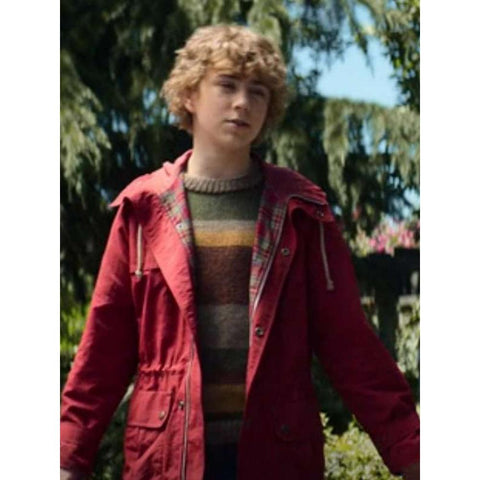 Walker Scobell Percy Jackson And The Olympians Red Hooded Jacket