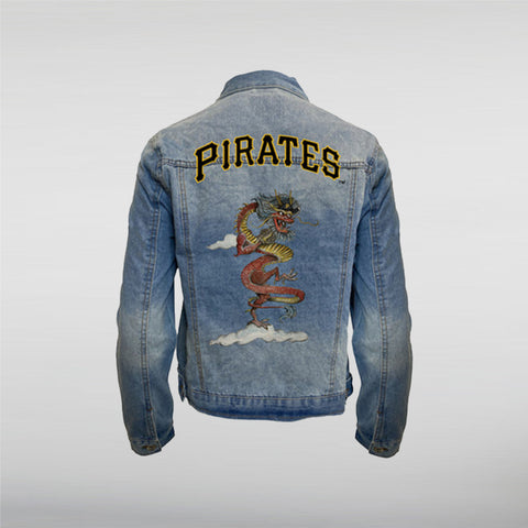 Pirates Dragon Distressed Trucker Jacket