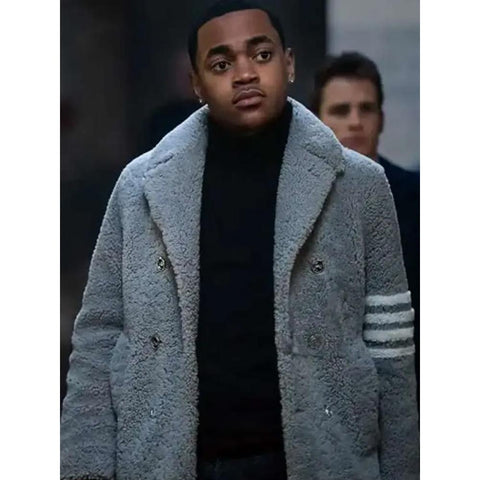 Michael Rainey Jr Power Ghost Grey Shearling Jacket