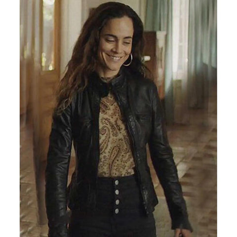 Alice Braga Black Leather Jacket