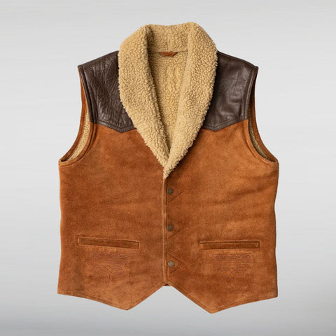 Western Cowhide Sherpa Vest