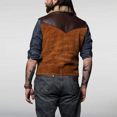Western Cowhide Sherpa Vest