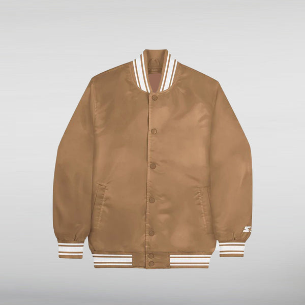 Stand Out with Our Wheat Varsity Jacket