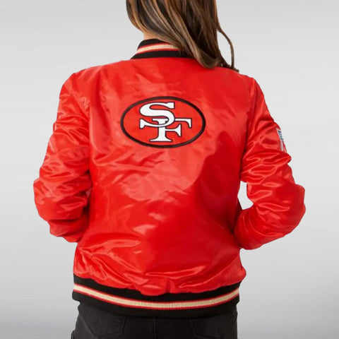 49ers Red Satin Bomber Jacket