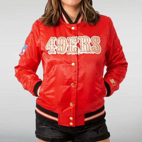 49ers Red Satin Bomber Jacket