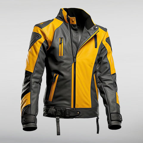 Black Yellow Motorcycle Jacket