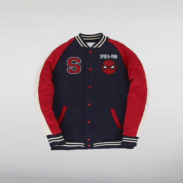 Navy and Red Spiderman Letterman Jacket