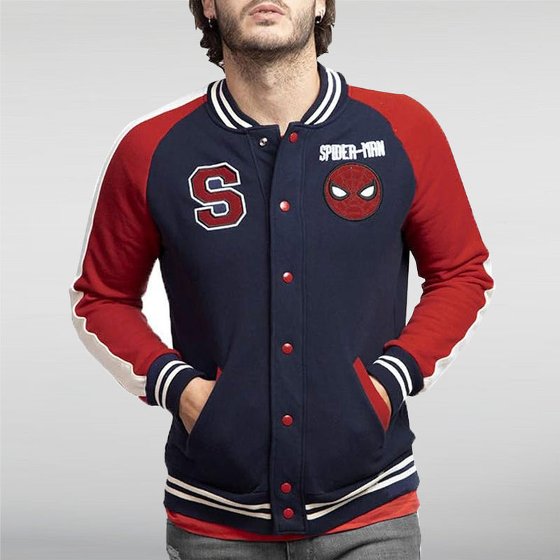 Navy and Red Spiderman Letterman Jacket