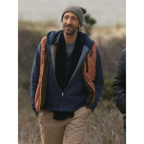 Adrien Brody Succession Character Orange Puffer Vest