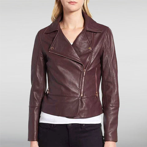 Lois Leslie Larr Brown Biker Jacket