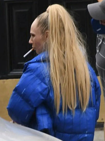 Juno Temple Blue Puffer Jacket