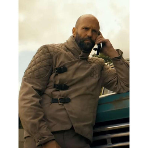 Jason Statham Mr Clay The Beekeeper Quilted Beige Jacket