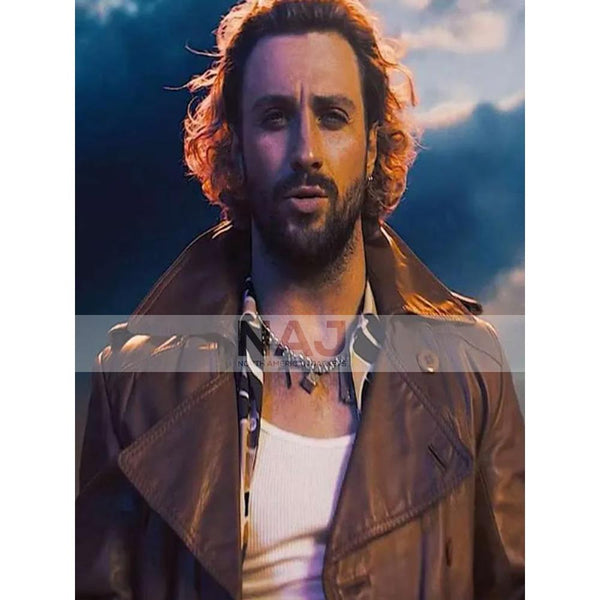 Aaron Taylor Johnson The Fall Guy Brown Leather Coat